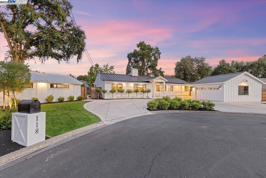 Welcome to 118 Feliz Court, a beautifully updated Danville residence blending modern style with everyday comfort. Tucked away on a serene court, this home has been thoughtfully renovated throughout, offering an inviting open floor plan with abundant natural light, sleek finishes, and versatile living spaces. The gourmet kitchen showcases quartz countertops, stainless-steel appliances, and a spacious island that flows seamlessly into the dining and family rooms-perfect for entertaining. Retreat to the luxurious primary suite with its spa-inspired bath, while additional bedrooms provide flexibility for family, guests, or a home office. Step outside to a private backyard oasis with multiple areas for dining and relaxation. A detached yoga studio/gym offers the ultimate bonus space for wellness, work, or creative pursuits. With its prime Danville location close to top-rated schools, trails, and vibrant downtown amenities, this move-in ready home is a rare find combining convenience, style, and function.