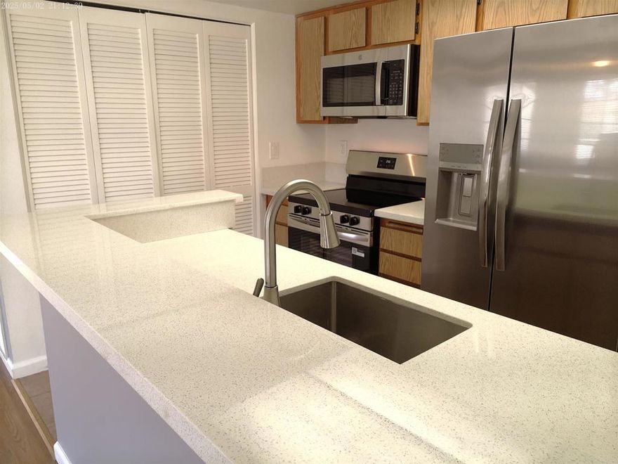 Welcome  to the higly desirable Villa Martinique in the Eastlake Community   , SELLER WILL PAY HOA FEES  FOR A FULL YEAR  and big price adjusment on  this 2 bed 2 bath  cozy upstairs unit , condo is  move in ready   with   brand new appliances and  new white quartz kitchen counter tops , new designer paint , new light fixtures in both bathrooms , removal of popcorn ceilings , Patio off living room ,the HOA covers water , trash and commom area maintenance while providing access to multiple pools , clubhouse ,  gorgeous community  Lake with a Boat house and paddle boats , fishing ,Tennis courts , volleyball , basketball courts and playgrounds for kids of all ages .  Condo features 1 car dettached garage with plenty of storage  and 1 assigned parking plus easy access to nearby Shopping centers , dining and entertaiment . NO Mello Roos , HOA fees includes water and trash .
