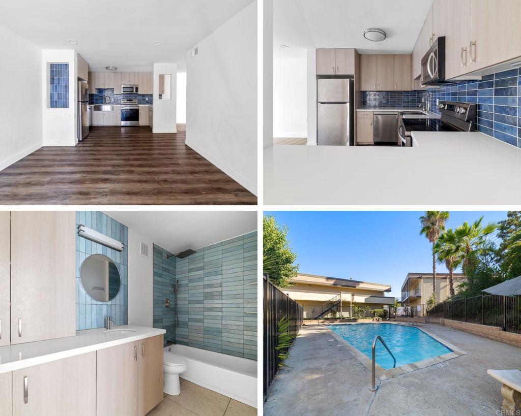 VA approved! Fantastic Opportunity to own in the gated Bradley Condos Community! Don't miss this beautifully updated 2 bedroom, 1 bath condo located in a highly desirable Bradley Condos, gated complex. This freshly painted, ground-level unit features stylish vinyl flooring, custom-built kitchen cabinets, and sleek quartz countertops. Situated in a prime location directly across from the community pool, it offers easy first-level access and includes one assigned carport space with storage, plus an additional uncovered permit parking space. Residents enjoy access to a sparkling pool and convenient community laundry facilities. The property is ideally located near shopping centers, schools, parks, public transit, and offers quick access to major freeways and main roads. Great opportunity for 1st time homebuyers!