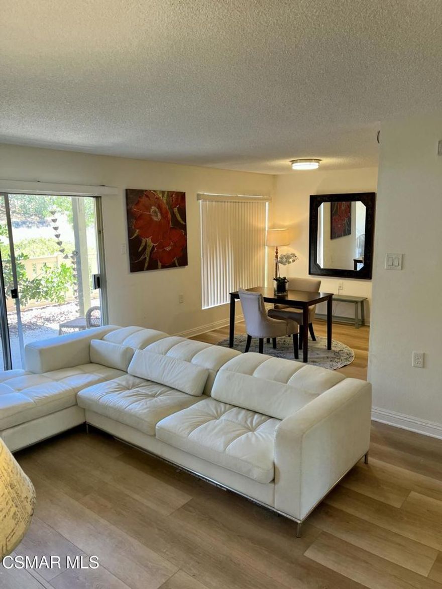 Welcome to Oaknoll Villas--A Charming 55+ Community in Beautiful Thousand Oaks!Nestled in a prime location surrounded by lush, well-manicured grounds, this inviting 1-bedroom, 1-bathroom home offers serene, comfortable living in one of Thousand Oaks' most desirable senior communities. Enjoy peaceful mornings and fresh air on the covered porch, which boasts stunning mountain views--perfect for outdoor relaxation.The unit has been thoughtfully upgraded with stylish vinyl plank flooring, sleek quartz countertops, and stainless steel appliances, offering modern comfort and elegance.Residents of Oaknoll Villas enjoy a wealth of amenities, including a sparkling outdoor pool and spa, a spacious patio area, and a vibrant clubhouse. The clubhouse features a cozy meeting room, a well-stocked library, a card room, billiards, and shuffleboard courts--ideal for staying social and entertained. For those seeking an active lifestyle, there's also an aerobics room and a fully equipped fitness center.Additional features include on-site laundry facilities, carport parking, a pet-friendly environment, and HOA-covered basic cable and trash service.Don't miss this opportunity to join a welcoming community and make this lovely home your own!Please note: The applicant must be at least 55 years of age and must be approved by the HOA Board prior to the sale.
