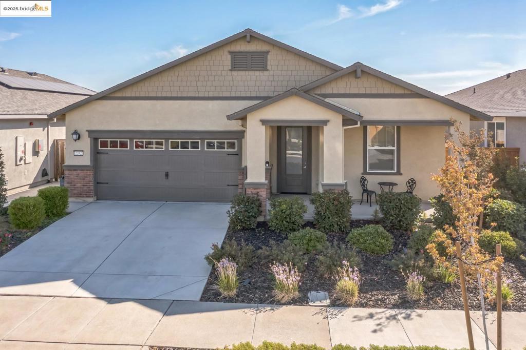 Senior Resort Community. (55+ age restricted) Your new home is in like new condition. Less than 5 years new. Dishwasher has never been used. In addition to the 2 bedrooms with 3 walk-in closets, there is a potential 3rd bedroom/bonus room and a large combination living room, including space for dining along with the full featured kitchen with island and counter seating. From there you can access the large covered patio and landscaped rear yard. There is an extra sized 2 car garage, and a nice covered front porch. Highly active community lifestyle: Tennis, pickleball, bocce ball, heated pool and spa, well equipped fitness center, pool table, wine cellar, raised garden beds, and several meeting/event rooms, are part of this state of the art resort style community. If you are from outside the area, you will be impressed with the quiet, with the occasional daytime only small personal aircraft from the community airport nearby.