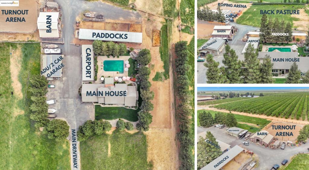 This custom estate was designed for resort-style living on nearly ten acres of land with every possible amenity! The gated entry leads to the redwood-shaded home with soaring ceilings, expansive living spaces, beautiful stone and tile throughout, and a dream kitchen including commercial grade appliances and double counters. Entertain your guests in the two outdoor covered patios with a grill surrounding a large pool with a stone outdoor fireplace. Stay awhile in the 4 generous bedrooms and 3 full baths, including a spa-like guest bathroom and an additional private ADU with a bedroom and bathroom. Equestrian facilities include OID-irrigated pastures, two large arenas, a gorgeous barn with 3 oversized stalls, a hay loft and a tack room, five 20x20 covered paddocks with a wash station, and that's not all: an enormous 75x68 foot shop includes 2 offices and electrical and plumbing for home business or hobbies. Words don't do it justice, come and see!