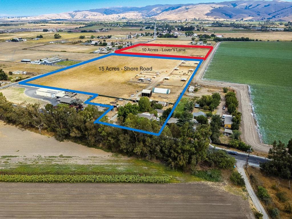 A roughly 10 acre property in North San Benito County just a stone's throw from Shore Road, fenced and gated with access along Lover's Lane near Shore Road, Subject Property abuts a separate 15 acre property with 2 homes and more along Shore Road (790 Shore Road, Hollister, Listed at $1.649.950), Subject Property can be sold separately or together with 15 acre property. This property offers many possibilities, including residential development as a SFR with ADU's, equestrian or farm animal use, agriculture, and more!