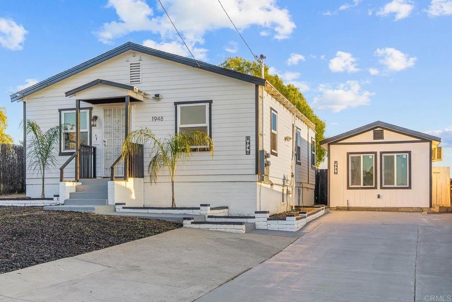 1946 & 1948 E 16th St, National City, CA 91950 Discover incredible versatility and multi-generational living potential in this charming property located in the heart of National City. The main home features 912sqft of living area which includes 2 bedrooms + a bonus back room/office and 1 full bath, offering flexible space for family living, work-from-home needs, or guests. The property also includes a permitted 1-bedroom / 1-bath 455sqft ADU, perfect for extended family, adult children, in-laws, or providing supplemental rental income for added cashflow. With two separate living spaces, this home offers comfort, privacy, and options—live in one and rent the other, or create the ideal multi-generational setup. Located close to shopping, schools, restaurants, and major freeways, this property combines convenience with built-in value. A rare opportunity to own a home designed for today’s modern lifestyle with strong cashflow upside and multi-generational flexibility.