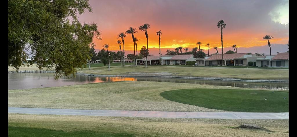 Welcome to Palm Desert Resort Country Club, where resort living meets spectacular views. This beautifully upgraded Augusta model sits on a prime lot overlooking the lake, mountains, and the 6th fairway--one of the community's most scenic settings. The remodeled kitchen features granite counters, stainless appliances, and a refaced fireplace. The primary suite offers dual vanities, a skylight, soaking tub, and separate shower, while the guest bath includes a stylish walk-in shower. Tile flooring flows throughout the home, with carpet in the bedrooms, dual-pane windows, and newer A/C and furnace providing comfort year-round. Located in a 24-hour guard-gated community with 20 pools and spas, clubhouse, golf, tennis, and pickleball available--this home is move-in ready and ready to impress. Photos to come.