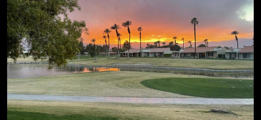 Welcome to Palm Desert Resort Country Club, where resort living meets spectacular views. This beautifully upgraded Augusta model sits on a prime lot overlooking the lake, mountains, and the 6th fairway--one of the community's most scenic settings. The remodeled kitchen features granite counters, stainless appliances, and a refaced fireplace. The primary suite offers dual vanities, a skylight, soaking tub, and separate shower, while the guest bath includes a stylish walk-in shower. Tile flooring flows throughout the home, with carpet in the bedrooms, dual-pane windows, and newer A/C and furnace providing comfort year-round. Located in a 24-hour guard-gated community with 20 pools and spas, clubhouse, golf, tennis, and pickleball available--this home is move-in ready and ready to impress. Photos to come.