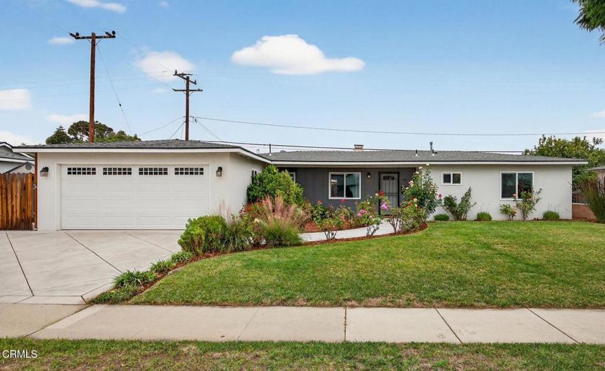 Nestled in a peaceful Camarillo community, this beautifully remodeled single-story home offers 3 bedrooms, 3 bathrooms, and 1,512 sq ft. of thoughtfully designed living space. A welcoming front entrance with rose bushes lining the pathway sets the tone for the charm inside.Extensively remodeled in 2018, the home received a new roof, dual-pane vinyl windows, updated water lines, and upgraded electrical. The bathrooms feature fully tiled bath and shower combos, while the open-concept main living area showcases quartz countertops, a marble backsplash, stainless steel appliances, and a striking 9-foot island with bar seating. Luxury vinyl plank flooring, crown molding, and a wood-burning fireplace complete the inviting space.The versatile ensuite/bonus room adds even more value with a bedroom, closet, kitchen, half bath, sunroom, and a private garden retreat. A two-car garage with epoxy flooring and built-in workbench, RV parking, and a recirculating instant-heat water heater enhance functionality and comfort.Outdoors, enjoy a private backyard highlighted by an orange tree, pear tree, and dwarf hybrid avocado bush. Centrally located near schools, parks, shopping, and dining--and paired with Camarillo's highly desirable year-round climate, this home blends convenience, upgrades, and tranquility in one rare package.