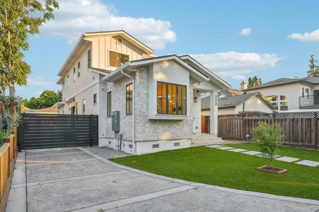 Welcome to 888 Pine Avenue, San Jose, in the heart of Willow Glen! Come see this luxurious, brand new construction home (2,874 SqFt), facing northwest with an ADU (391 SqFt). (Main house: 4 beds, 3 baths, plus office; ADU: 1 bed,1 bath) Abundant natural light throughout, soaring 10 foot ceilings on the 1st floor, and 9 foot ceilings on the 2nd floor. Enjoy a beautiful and expansive great room with an electric fireplace, a gourmet kitchen with a wine fridge and walk-in pantry, chandeliered dining area, plus full bedroom and bath, and an office complete with wainscoting and its own electric fireplace. Upstairs is a bespoke primary bedroom suite with decorative trim, a custom walk-in closet, a large soaking tub and an oversized shower in the master bath. Additionally, there are 2 generously sized bedrooms, hallway bath, and laundry room. Amenities include multi-zoned and central air conditioning and heating, stainless-steel appliances, 220 volt wiring in the garage for electric car charging and for washer/dryer hookup. Nearby is Glen River Park and downtown Willow Glen. Short commute to Silicon Valley tech companies such as NVIDIA, ServiceNow, Google, Applied Materials, and Apple. Booksin Elementary School (7) and Willow Glen High School (7) (buyer to verify enrollment).