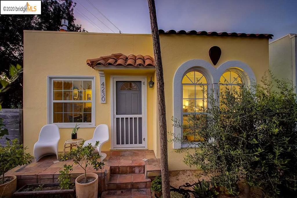 Why buy a condo when you can buy a wonderful detached Mediterranean cottage home in the heart of Temescal?! Hardwood floors and a gas insert fireplace grace the sunny living room and there are large bay windows throughout the home. An eat-in kitchen provides an opening to the living room, ideal for entertaining. There's also an in-unit laundry adjacent to the kitchen. The bedroom offers french doors that open to the living to provide for more open space. Large modern tiles surround the tub and floors in the bathroom. An adorable front yard allows for a bistro table and gardening! Enjoy all that the Temescal has to offer outside your front door: Burma Superstar, Homeroom, Temescal Brewing, Blue Bottle Coffee, Clove & Hoof, Ohgane, Aunt Mary's Cafe, FOB Kitchen and Macarthur BART!