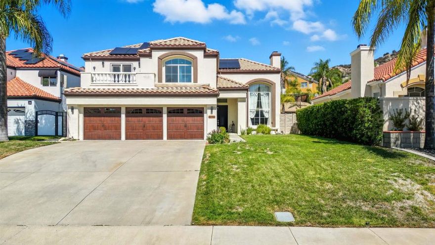 Welcome to this immaculately remodeled POOL,SOLAR POWERED home located in the highly desirable Corta Bella community of Murrieta! Situated on a spacious .32-acre lot, stunning 5-bedroom, 3-bathroom home offers an ideal blend of luxury, comfort, and functionality. Step inside to discover a light-filled, open floor plan with vaulted ceilings, a grand spiral staircase, and elegant finishes throughout. The main floor bedroom and full bath with walk-in shower provide flexible options for guests and a home office. The chef’s kitchen is a showstopper—featuring granite countertops, custom tile backsplash, a large center island, stainless steel appliances, double oven, built-in refrigerator, and a spacious walk-in pantry. It flows seamlessly into the family room with a cozy fireplace, perfect for entertaining.  Upstairs, the luxurious primary suite includes a custom barn door, oversized walk-in closet, spa-style bathroom with a huge soaking tub, separate shower, and a private deck overlooking the incredible backyard. Step outside to your own resort-style retreat—featuring a beautiful pool and detached hot pool, brand-new built-in BBQ, custom concrete and tile work —perfect for year-round outdoor enjoyment. The 3-car garage has been fully finished with epoxy flooring and custom cabinetry. Additional upgrades include new lighting/fan combos in all bedrooms, smart lighting system installed, and fully remodeled bathrooms throughout. Located close to top-rated Murrieta schools, and offering easy access to both the 215 & 15 freeways, this home has it all—style, space, and convenience—with NO HOA and VERY LOW TAXES!