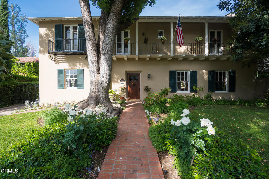 Exquisite Monterey Colonial Revival, leased PARTIALLY FURNISHED ONLY, is nestled in the National Historic Prospect Park District. Beautifully maintained to preserve its original design feature and updated with today's modern conveniences, this 4Bd (1 of the bedroom is downstairs)/4Bath (2 full, 2 1/2) architectural gem includes a formal entry and living and dining room displaying artistic hand-painted walls and ceilings by Sorelle Fine Arts. Drought tolerant, Resort like backyard ready for entertainment. Open-concept family room is joined to the kitchen which features all stainless-steel appliances including a chef's stove range, a spacious island and plenty of counter space. Pantry is attached to the recently updated kitchen, and the maids quarters with its own half-bathroom complete the first floor. Spacious basement great for storage purposes. The second floor features two bedrooms that share a Jack and Jill with dual sink bath, a laundry room and a master suite with updated master bath, fireplace, and doors to the front balcony. Great backyard with heated pool and spa ready for entertainment.