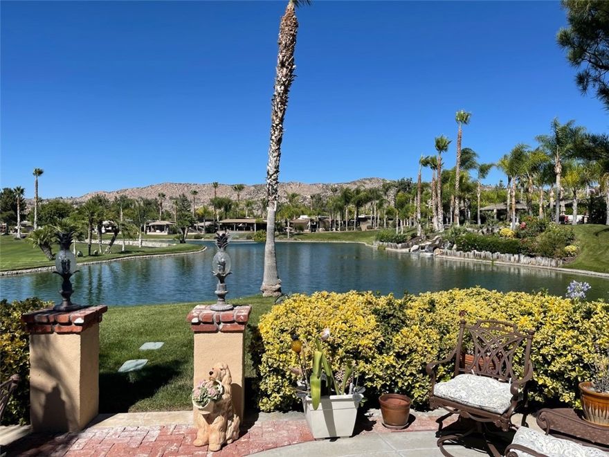 Honey Stop the Golf Cart!!! We have to check this property out... The View is A-Mazing.... You have the Water Fountain, the 7th Green, Waterfall and Sunrise Views. There is Everything you need to Enjoy Peaceful Evenings and True Outdoor Living. 4 Areas to Enjoy, Kitchen with Oven, Frig, Stove Top 2 hot water tanks, Washer & Dryer, Island, Dining with room for Table and Chairs, Family Room has a TV Cabinet & Fireplace and surround sound, the Patio has lot of room for Entertaining, with Lights Everywhere and a Water Feature. Everything is Covered with a B-E-A-UTIFUL Jimmy Buffet like Tile Roof Buildout including Gutters. Package Deal Available 5th Wheel for sale, Inquire. Included in Rancho California RV Resort is a 14 hole Executive Golf Course that is free for owners, 5 Pools and Jacuzzi areas, Tennis Courts, Pickle Ball Courts, Laundry Rooms, Dog Park, Horse Shoe Lawn, Club House, Hiking Trails, and Restaurant all inside Gated Community that is Guarded 24/7. You can live here or rent your space. Peace and quiet serenity all just 25 minutes from Temecula Wine Country. No age restrictions. Come on over and check this hidden gem of a place out... Financing Available