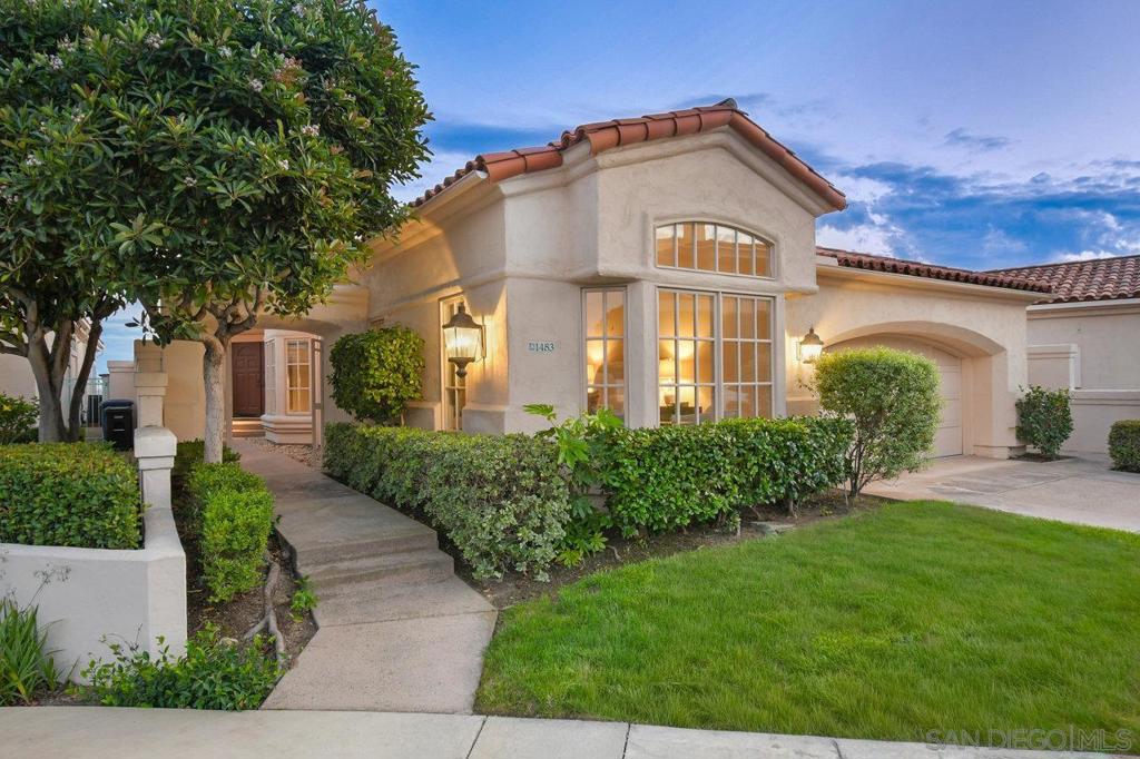 Single-story coastal living in La Jolla! This popular floor plan in the gated Crystal Bay community offers wonderful views and beautiful vistas of the Pacific Ocean, Mission Bay and downtown. As you pass through the double door entry, you're greeted by an expansive and serene space filled with light from the large windows, plus a spacious dining area and formal living space with fireplace and wet bar. Stroll into the open layout kitchen and family room, perfect for entertaining or crafting a gourmet meal. This space features vaulted ceilings, oversized windows, a cozy fireplace and indoor/outdoor vibes. The spacious primary suite includes a walk-in closet, separate tub and shower, and access to the back yard. The oversized guest suite features a walk-in closet, en-suite bathroom and arched windows overlooking the front yard. The third bedroom makes for a great office or media room, with a convenient half bath nearby. The peaceful backyard features three unique and useful spaces – a covered dining area, a sunny viewing spot, and a secluded covered patio accessed from the primary bedroom and living room. A laundry room and two car garage round out the amenities. As a resident of Crystal Bay, you'll have access to two community pools, spa, tennis/pickleball courts, exercise room and clubhouse.
