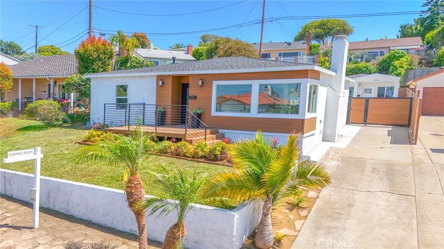 Wow! Wow! Wow! What a Property, Great Location... Home has 3 Bedrooms 2 Full Bathroom Est Sqft 1365, Sparkling Pool with New Upper Decking to View the Ocean from Backyard, and Has an ADU 1 Bedroom /1 Bathroom Est Sqft 366 Sqft, House has been completely Remodeled, Walkin thru the Beautiful Entry Door, Awesome View of Ocean from Livingroom, Livingroom has Fireplace, Gorgeous Kitchen with Large Island, Quartz Counters, Stainless Steel Appliances, New Electrical Panel, New Air conditioning Unit, New Double Paned Windows and Sliders, Freshly Painted Interiors and Exteriors, New Roof, New Flooring, New Lighting, just new everything, All Bathrooms have LED Lighted Mirrors, 2 Tankless Water Heaters, Newer Sprinkler in Front Yard, New Gate at Driveway leading to Back of home,  ADU is permitted and includes all appliances, New Mini Split AC/Heat Unit, Ventless Washer/Dryer, Does have an Ocean view from Kitchen window in ADU, View of Ocean from Backyards New Decking above Pool Area, Enjoy entertaining Friends and Family with a Custom Built-in Outdoor Kitchen and Sparkling Pool & Decking Area to enjoy those Gorgeous Nights with Views.  This one has so much to list... Your clients will not be Disappointed to see this one.... Area also has Mini Park areas in this neighborhood to enjoy the views of the city, Ocean and So much more..