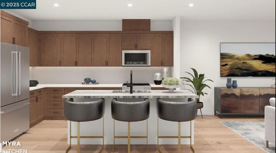 Find your new luxury home at South Main, an exclusive all-electric community of new townhomes in Milpitas. offers modern comfort across three thoughtfully designed levels. First floor access to the two-car garage with pre-wired EV charger, and tankless water heater.  Second level,  open-concept layout connects the great room and casual dining area to the kitchen, a center island with breakfast bar.  Covered balcony off the main living area creates space for outdoor dining or relaxing. Secondary bedroom with access to a full hall bath provides flexibility for guests or extended stays. Third floor dedicated to private living, with a luxurious primary suite a generous walk-in closet, a spa-inspired bath, dual vanities, shower with seat, and a private water closet. Secondary bedroom with a private bath a convenient third-floor laundry area.  Intimate enclave boasts a community park with tot lot, picnic areas. Its central location provides walkability to world-class shopping, dining, recreation such as Great Mall, Big Dog Vineyards, and Hidden Lake Park. Near the new Milpitas Transit Center featuring BART / VTA and convenient access to highways 680 / 880 / 237. Designer upgrades can still be selected. Customize this home today! ( photos not of actual home, for marketing only)