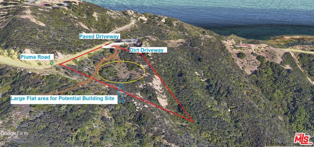 2.4 Acres in Malibu Hills ! Breathtaking views of a thousand peaks and valley of the Santa Monica Mountain. Amazing price of only $150,000 - by far the lowest priced lot in Malibu with potential to build a private retreat. There are no reports or studies for this property to determine if property will pass all planning and building department requirements . A buyer will need to complete all tests and studies . There is electricity on Piuma fronting this property but there are no water lines. Home next door uses a private water well as do other near this property . There is a very large gentle sloping building site that would make a large a flat building site. Located approximately 5 miles up Piuma Road or from PCH /Ocean in the mid-Malibu area- see aerial maps in photo section. If you are looking for an inexpensive lot in Malibu .. this is the best lot buy on the market !