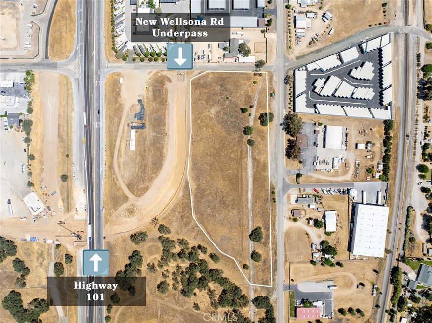6-acre commercial site in Paso Robles located at the corner of Wellsona and Monterey roads. This parcel adjoins the long-awaited improvement of Highway 101 / Wellsona Road intersection which will provide direct freeway access. Near the northerly gateway to Paso Robles, this is an Ideal location for tourism businesses, freeway-oriented services, and many other possibilities.