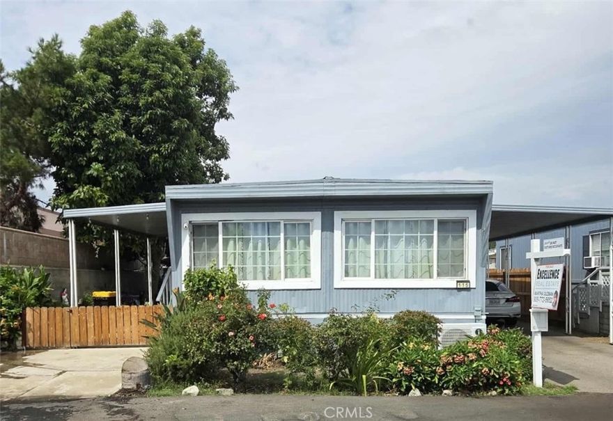 Welcome to 15050 Monte Vista Avenue, Unit 115 in Chino Hills! This beautifully maintained manufactured home offers a comfortable and stylish living experience in a well-established Chino Hills community. From the charming curb appeal with landscaping to the spacious interior, this home is a wonderful opportunity for those seeking low-maintenance living, trash and water are included on park rent bill. 
A large carport fits up to 3 cars, and the good-sized private yard is perfect for outdoor enjoyment. Situated in a preferred community with reasonable space rent, residents enjoy access to excellent amenities like a pool, clubhouse, and RV parking area. Conveniently located in a vibrant area filled with restaurants, thriving local businesses, and the iconic Temple
Unbeatable Convenience! Located near freeways 71, 60, and 90, this home is just 5-10 minutes from top shopping and dining spots, including H Mart, Ranch 99, Cravings, Target, Walmart, Costco, The Shoppes at Chino Hills, and a local movie theater