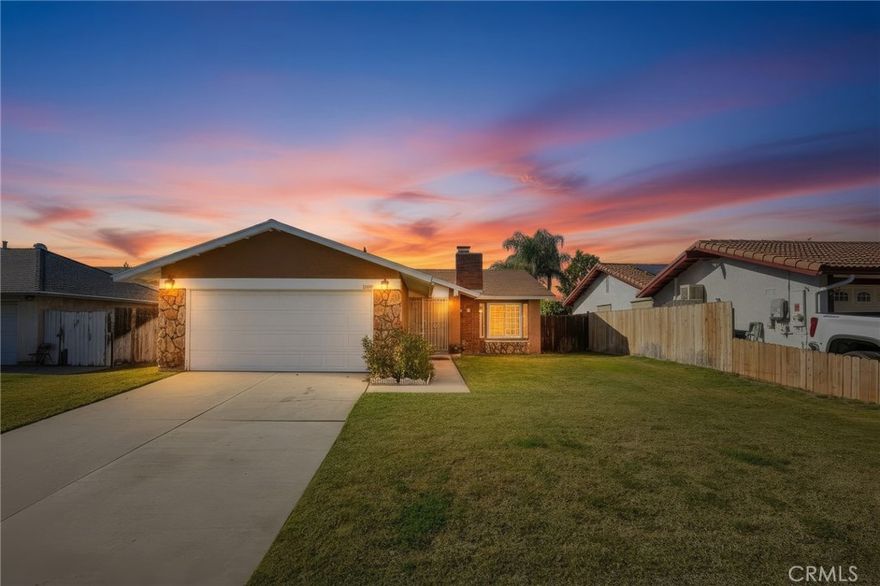 OPEN HOUSE SUNDAY 12/21 (1pm-4pm) . This beautifully upgraded spacious  3-bedroom, 2-bath home offers a bright and open concept floor plan with fresh updates throughout. A charming single-story home located in a peaceful cul-de-sac in Moreno Valley’s desirable Sunnymead neighborhood. Built in 1981, this well-maintained residence offers 1,240  square feet of comfortable living space on a spacious over 7,400 square-foot  large flat lot. The home features  NEW HVAC System throughout the home recently and hardwood flooring throughout , window wood shutters throughout creating a warm, inviting atmosphere. A cozy fireplace adds character to the living family area, while central heating and air conditioning ensure year-round comfort. The kitchen is equipped with essential appliances including a dishwasher and range/oven. Outside, the property features low-maintenance landscaping that enhances its curb appeal. Conveniently located near schools, shopping centers, and major freeways, this home offers the perfect blend of comfort, convenience, and quiet suburban living. Turn key, See virtual Tour Video.