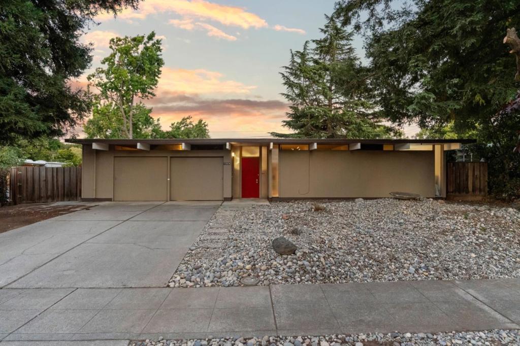 This beautifully maintained 4BD/2BA Eichler offers 1,752 SF of iconic mid-century living on a generous 7,770 SF lot on a cul-de-sac in one of Sunnyvale's most desirable neighborhoods. Showcasing timeless designs with clean lines, radiant heat, floor-to-ceiling glass on a single level with an atrium entry full of natural light, privacy and a tranquil setting for morning coffee or evening stargazing. The homes character has been meticulously preserved and refinished parquet floors, globe lighting, and warm mahogany accents evoke true Eichler style. Fresh interior paint, new carpet in the living room, & primary suite, with updated LVT flooring with a refreshed shower enclosure in the primary bath add comfort and modern touches. The kitchen strikes a balance between vintage charm and updated functionality, featuring sleek countertops, & modern cabinetry offering a prelude to the formal dining area, sunny family room and striking living room. Skylights throughout the home enhance the open, airy feel. The large backyard is a peaceful retreat with mature landscaping, manicured greenery, and established fruit trees. A 2-car attached garage complete the package and rare opportunity to own a thoughtfully preserved Eichler in the heart of Silicon Valley.