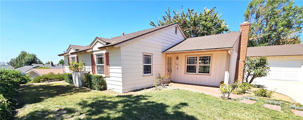 Cute, cottage like home with the perfect location just across the street of Murphy Ranch Elementary School and with a nice view of the playground. The home features 3 bedrooms that have ceiling fans and mirrored closed doors. There is one bathroom with a large cast iron tub and the second bathroom with a shower right off the primary bedroom. The living room has a beautiful stacked stone gas fireplace and a wall to wall view of the back yard which has plenty of room for an addition or ADU. Washer and dryer hookups are conveniently located in the kitchen. Enjoy the patio anytime with it's full cover or the shade from the mature tree. Bring your own appliances and you can just move in and enjoy. Property is being sold "As Is".