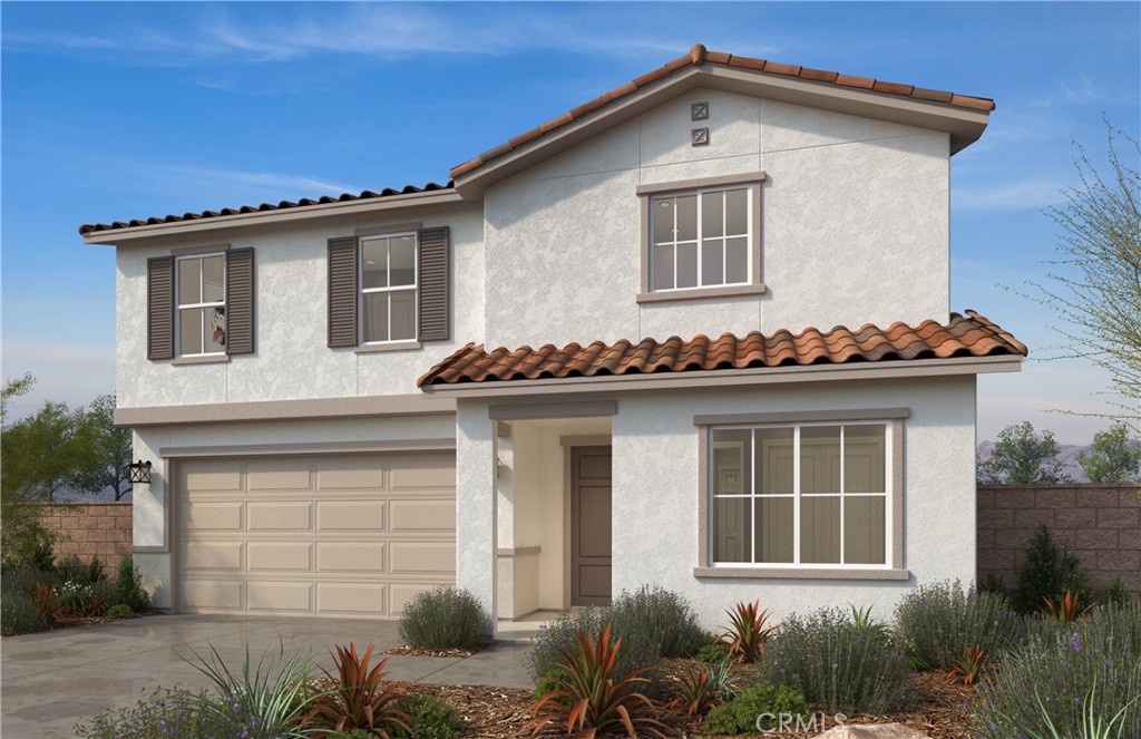 Beautiful Lenox community two story Family Home 9ft ceilings downstairs, granite countertops, sprawling open floorplan, kitchen island, 6" backsplash, recessed lighting, dual-sink vanity in primary bath, opportunity to personalize with upgrade options, planned 17-acre sports park, No HOA, short drive to freeway, close to schools, shopping centers, grocery stores, & Metrolink rail service.
Photo is a rendering of the model. Buyer can purchase or lease the solar!