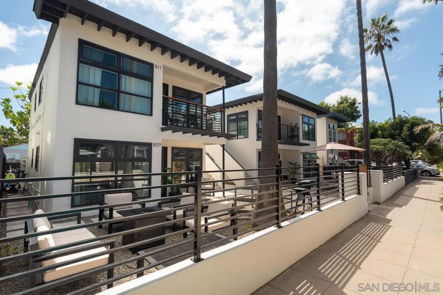 Newly remodeled duplex in South Mission Beach! Walk into luxury, beach-living nestled between the beach and bay. 811 Dover Ct. at Dover Square come fresh off a remodel down to the studs, making this 1940s build truly come to life. The unit comes fitted with new stainless appliances, hard flooring, custom tiled kitchen and bathroom, in-unit laundry and a garage parking space. The unit is fully furnished with sleek, modern furniture. The property also offers communal sitting areas with fire pits and BBQs. Centrally located, this property is only one block to the bay and 2 blocks to the beach. Restaurants, shops and fun at Belmont Park are within immediate reach.