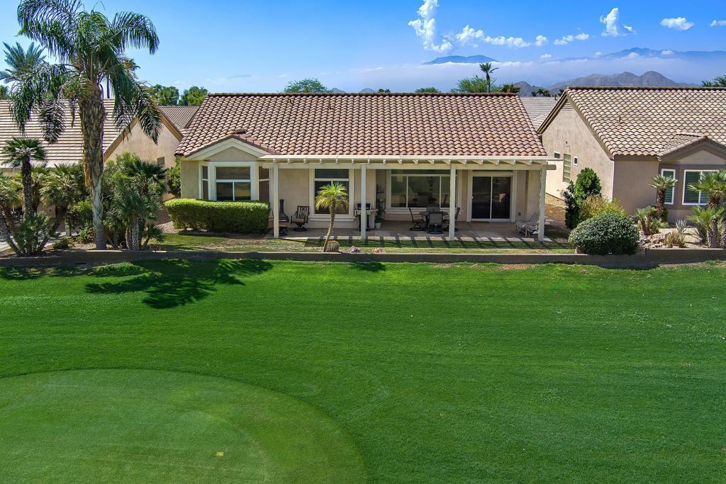 This bright, light, and spacious Morocco model offers 2 bedrooms, 2 bathrooms, with a den/office in the main house, and a private detached casita that opens into the private courtyard with its own wet bar--refrigerator, ensuite bathroom with enclosed shower. A perfect size for guests or a private retreat. Together, the spaces capture the essence of resort-style living in Sun City Palm Desert, the Coachella Valley's premier active adult community.This home is also conveniently located near the Sunset View Clubhouse, with a backyard overlooking the 18th tee of the San Gorgonio Course. Offered furnished, it features numerous 2023 upgrades, including a freshly painted interior, new HVAC, Water Heater, Dishwasher, Gas Range & Oven, Washer/Dryer, Refrigerator, and Wine Fridge. Enhancements also include a new Mini-Split & Mini refrigerator in the casita. The two(2) car garage with extra room for a golf cart has its own A/C split. Don't miss your chance to own a stunning property in one of the desert's most desirable active adult communities, offering two golf courses, pickleball and tennis courts, a dog park, and countless other amenities. View the full list at scpdca.com Tour today and step into the lifestyle you've been waiting for.