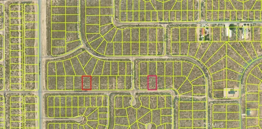 12,000+- sq feet vacant lot plus an additional 11,500 sq feet vacant lot in the north side of California City just east of Mitchell Blvd.  Both are on Walpole Ave.   Water to the lots. Buyer to verify utilities.  The price listed is for both lots.
