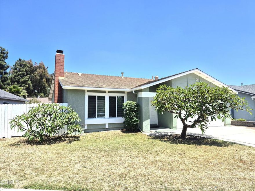 Wonderful Opportunity to Own a Single-Story Home on Quiet Cul-de-Sac in Camarillo!This 3-bedroom, 2-bathroom single family home is ideally located at the end of a peaceful cul-de-sac in a desirable Camarillo neighborhood. Offering a spacious and versatile floorplan, this home features a generous living room with a cozy brick fireplace -- perfect for relaxing or entertaining.The open-concept kitchen and dining area are expansive, with one bedroom currently opened up to create even more flexible living space -- ideal for a home office, den, or extended dining area. The oversized primary bedroom includes an en-suite bathroom with a walk-in shower for added comfort and privacy. The hall bathroom has combination bathtub/shower.Additional highlights include laundry hook-ups in the attached 2-car garage, some dual-pane windows, and a large backyard with plenty of room for gardening, play, or future enhancements. With no HOA fees and close proximity to top-rated Mission Oaks schools, parks, shops, restaurants, and easy 101 freeway access, this home offers both convenience and charm.Don't miss this excellent opportunity to own a well-located, spacious home with a large yard in beautiful Camarillo!