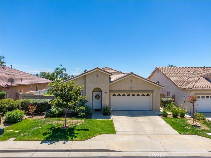 Welcome to resort-style living in this beautifully maintained model 2-bedroom, 2-bathroom home offering 2,139 square feet of spacious comfort. This home is located in the highly sought-after 55+ gated community, OASIS, that combines privacy, convenience, and an active lifestyle.  Hiking paths are abundant, whether walking up the hillsides or along the more level paths that surround the area, you will find beauty everywhere you look.  The home has been newly painted and refreshed inside and also has new appliances within three years, and all new dual pane, low E tinted windows throughout in 2024.   A large covered  patio allows an unobstructed view from the east to the west, so you can enjoy the beautiful sunrises and sunsets and hillside views.  As you enter the home you will enjoy the  open floor plan with a spacious living room and dining area.  The kitchen is a chef's kitchen with beautiful slab granite counters and a wonderfully large island, also a dining area connecting the bright and airy family room, allowing views of the hillsides down below and the sunsets and sunrises too. The family room is a  perfect area for both relaxing and entertaining where you can enjoy a cozy and warm fire in the fireplace on those cool winter nights.  The primary bedroom offers ample storage in the huge walk in closet,  and a private ensuite.  Second bedroom is  spacious and bright and is separate from the primary bedroom.   The Oasis offers a host of amenities designed for leisure and recreation, including a sparkling pool, spa/hot tub, tennis and pickle ball courts, bocce ball, barbecue and picnic areas, gym/exercise room, all at the nearby Clubhouse; by the way, the clubhouse is within easy walking distance of this property.  At the  clubhouse, enjoy the  many parties and performances held there too.  There are additional facilities of a billiard room, card room, banquet and meeting rooms.  For those who golf  there are two championship 18 hole golf courses nearby with a practice range and putting green; there is convenient shopping, restaurants nearby and excellent highway access to the beach areas and airports.
The Oasis provides  guard-gated security - 24/7,  front yard maintenance, and community-managed services so  you’ll experience true peace of mind.
This is more than a home—it’s a lifestyle!  Enjoy the sunrises and sunsets with unobstructed views from the patio!  See this home soon before it is gone!