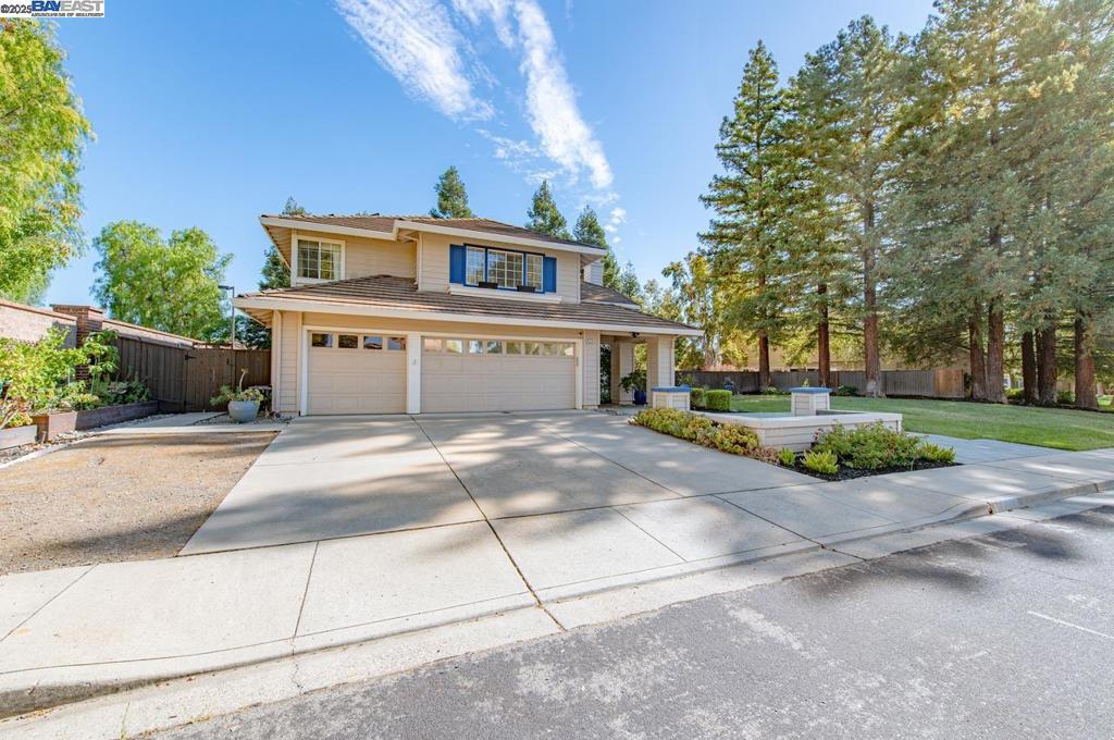 Welcome to your private retreat on quiet court location! This North facing home is nestled on a beautiful 11,844 sqft large lot with ample side yard access & plenty of parking! Solar panels/electric! This spacious 2,713 sqft, two-story residence offers the perfect blend of comfort, & functionality. With a 3-car over-sized garage & a thoughtfully designed layout, this home is perfect for both everyday living and grand entertaining inside and outside! Discover updated neutral flooring throughout and abundant natural light. Soaring ceilings framed by extra-large windows that fill the home with warmth & charm are sure to please. Front entryway provides access to grand staircase with white spindle railing & plush carpeting for added appeal. Downstairs includes a full bedroom and bathroom. Kitchen offers solid wood cabinetry, tile countertops, stainless appliances,& large step-in pantry. Find a bonus formal dining room & separate laundry room for added convenience. Upstairs, main bedroom is a true retreat & features vaulted ceilings, lounge area, dual vanities, a large walk-in closet, & luxurious soaking tub. Backyard is your private oasis! Large in-ground Salt Water pool, separate spa, cozy built-in fire pit, a covered pergola dining space, perfect for hosting wonderful gatherings!