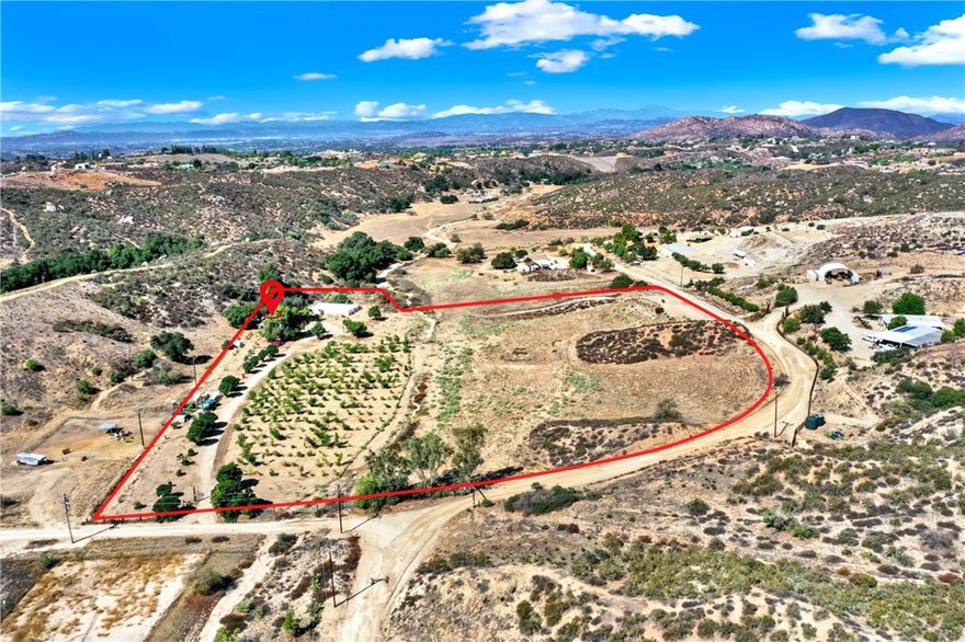 Exceptional opportunity to own 9.59 acres of land in the desirable city of Temecula. This expansive property offers endless potential to create an estate surrounded by natural beauty. Currently featuring approximately 500 thriving bamboo plants, the land provides endless opportunities. 

A small home sits on the property and is in need of repair—ideal for those looking to remodel or rebuild and flexibility for future use while you design and develop your vision. With its ideal location close to Temecula Wine Country, shopping, dining, and top-rated schools, this property combines the tranquility of country living with the convenience of city life. Whether you’re looking to expand your investment portfolio or create a private retreat, this acreage is full of potential.