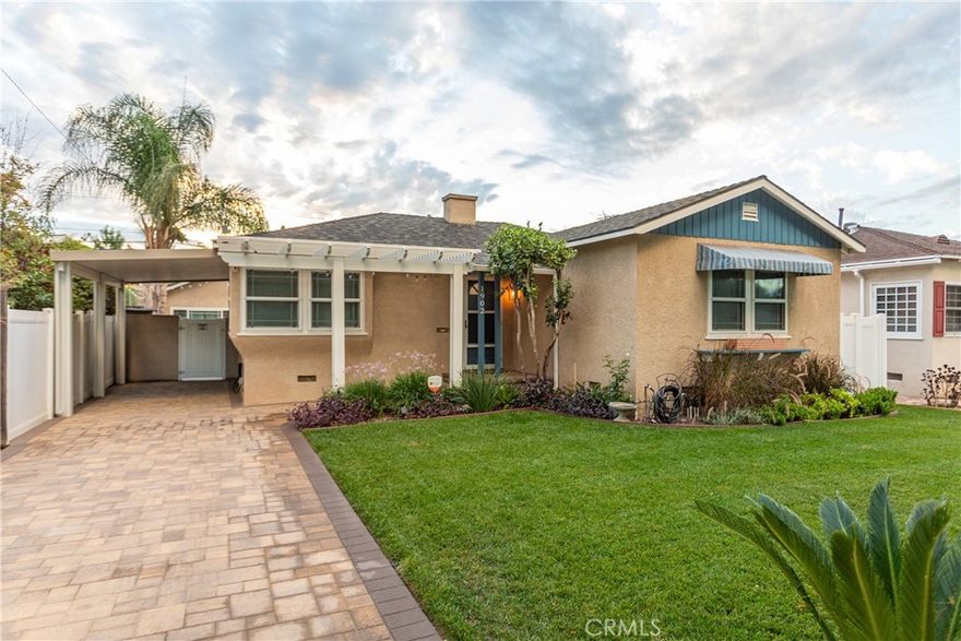 Beautifully updated Burbank home with a sparkling pool and a remodeled ADU. The main house offers 2 bedrooms and 2 bathrooms (1159 sq. ft.) with original hardwood floors refinished in August, recessed lighting added in May, and fresh interior and exterior paint. A brand-new permitted bathroom was completed in July, and the primary suite was remodeled in August, including its own upgraded bath.

The kitchen has been fully refreshed with new cabinets, countertops, backsplash, sink, and tile flooring. All new Samsung Bespoke appliances were added less than a year ago. Additional features include an electric fireplace, new awnings, rain gutters, driveway pavers, and an Aluma-wood carport with pergola.

The outdoor spaces are ideal for entertaining, with a resurfaced patio (June), replastered pool with new equipment (2016), lush new sod and sprinklers in the front yard, plus an electric car charger.

The ADU (450 sq. ft. studio), fully remodeled in 2018 with a new bath, flooring, cabinets, and appliances, received a fresh coat of paint in July. Both the ADU and main home benefit from dual-pane windows, insulation, electrical, and HVAC upgrades completed through the Burbank Airport soundproofing program.

Located near studios, schools, shopping, and dining, this property offers move-in ready living with the bonus of income or multigenerational potential.