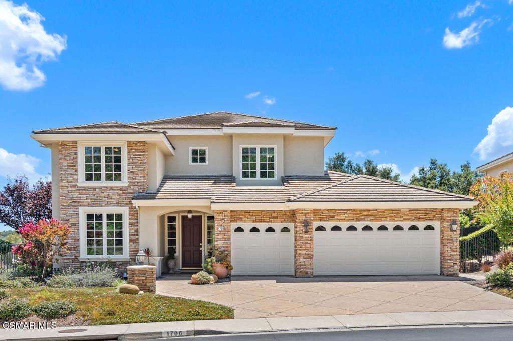 OPPORTUNITY STRIKES! Don't miss this incredible chance to own a home in the prestigious guard-gated Meadows Community of Lake Sherwood, where luxury, comfort and natural beauty converge. This exceptional 4-bedroom, 3-bathroom corner lot home spans 3,139 square feet and offers an unparalleled living experience.Step inside to discover real wood flooring throughout the main level, paired with fresh, light, and bright paint that enhances the home's open and inviting ambiance. A downstairs bedroom, currently used as a study/music room, provides flexibility for any lifestyle. The spacious living area features a stunning built-in including a wonderful bar with enhanced lighting features, sound surround and tranquil views of the meticulously landscaped yard. The adjacent eat-in kitchen nook flows seamlessly into the kitchen, which is equipped with a charming wood-top center island, double ovens, recessed lighting, a great pantry and plenty of cabinet storage. From the kitchen, you'll enjoy lush landscaping views that add to the tranquility of the home.Perfect for entertaining, the formal dining room is just off the kitchen and boasts convenient access to the backyard, ideal for al fresco dining. A downstairs laundry room and an attached 3-car garage complete the lower level.Upstairs, the grand primary suite awaits, showcasing breathtaking mountain views. This expansive retreat offers an oversized walk-in closet and a spa-inspired en-suite bath with a soaking tub and stall shower, dual vanities, and a two-way fireplace that adds warmth and ambiance to both the bedroom and bathroom. The generous bedroom space easily accommodates a lounge area, perfect for relaxation.Two additional upstairs bedrooms are generously sized, with one even larger than the other, offering potential use as a bonus room, art or exercise room. The Jack-and-Jill bathroom is convenient to both roomsThe backyard is a true highlight, featuring drought-tolerant plants, a shaded overhang, built-in BBQ, and strategically designed hardscape with thoughtful backyard lighting, creating a stunning outdoor oasis.All of this is set within the highly sought-after, gated community of Lake Sherwood, offering unparalleled privacy, security, and proximity to the area's finest dining, shopping, and recreational amenities.This home blends elegance, functionality, and tranquility--a rare opportunity to live in one of Southern California's most coveted neighborhoods.