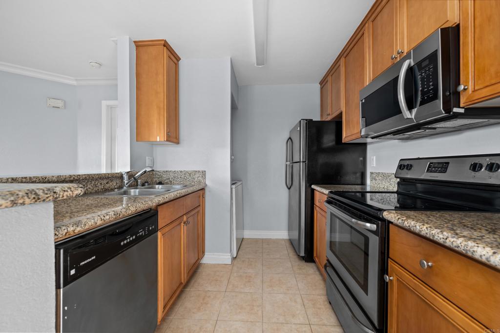 Charming and affordable 1 bed, 1 bath single-story condo in a quiet, gated community—FHA & VA approved! Features brand-new appliances, in-unit washer/dryer, granite countertops, and a covered front porch with park-like views. Community amenities include pool, spa, playground, and designated parking. HOA covers water and trash. Rare San Diego County find at a great price!