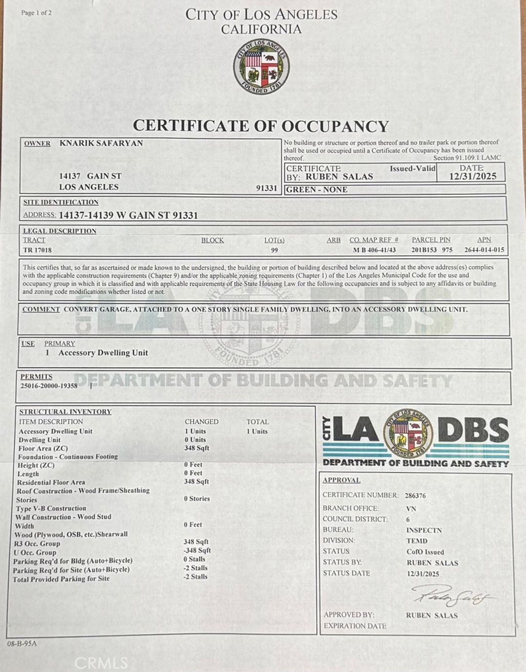 Photo of 14137 Gain, Arleta, CA 91331 (MLS # SR26006954)