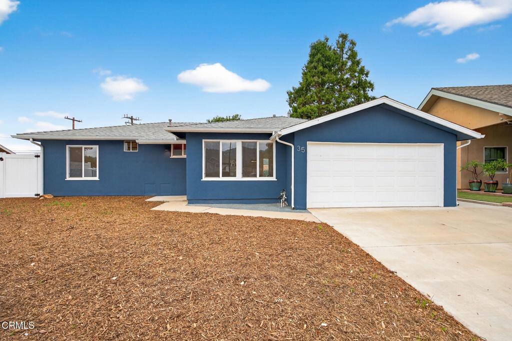 Absolutely adorable home on an oversized lot with jaw-dropping views! Super clean and filled with light, this sweet property has upgraded floors, windows, doors, and bathroom vanities, as well as a recently installed roof and electrical panel upgrade. The open floor plan allows for a seamless flow from the living room to the kitchen, a perfect vibe for gatherings or just chilling. The bedrooms feel cool and peaceful, a place to rest or work from home. An attached garage, and new fencing with locking side gates, makes the property feel secure and contained. The sprawling backyard is spectacular, not only for the forever views across the Ventura River, but for the extensive food and flower gardens with boxes and irrigation already in place. Imagine dining on your own beautiful produce while you watch the sunset colors wash across the mountains. This property is one in a million for under a million, don't miss it!