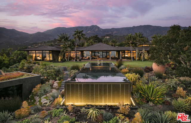 A once in a lifetime opportunity and breathtaking views of ocean and mountains at this extraordinary, contemporary estate nestled in the hills of Montecito. This 8.24 acre property features quintessential California indoor/outdoor comfort and luxurious Balinese & Asian-influenced design. Incorporated into the 8.24 acres is an attached lot that offers a perfect building site complete with panoramic ocean views. This remarkable 5-bedroom 10-bath residence is approx. 8,188 square feet. A Torii gates invite you across an expansive pond to the front entry. The immense, south-facing glass doors slide away, opening to a veranda with panoramic vista stretching nearly 50 miles along the coastline. There are 2 offices, a guest house, infinity pool, and cabana/gym.