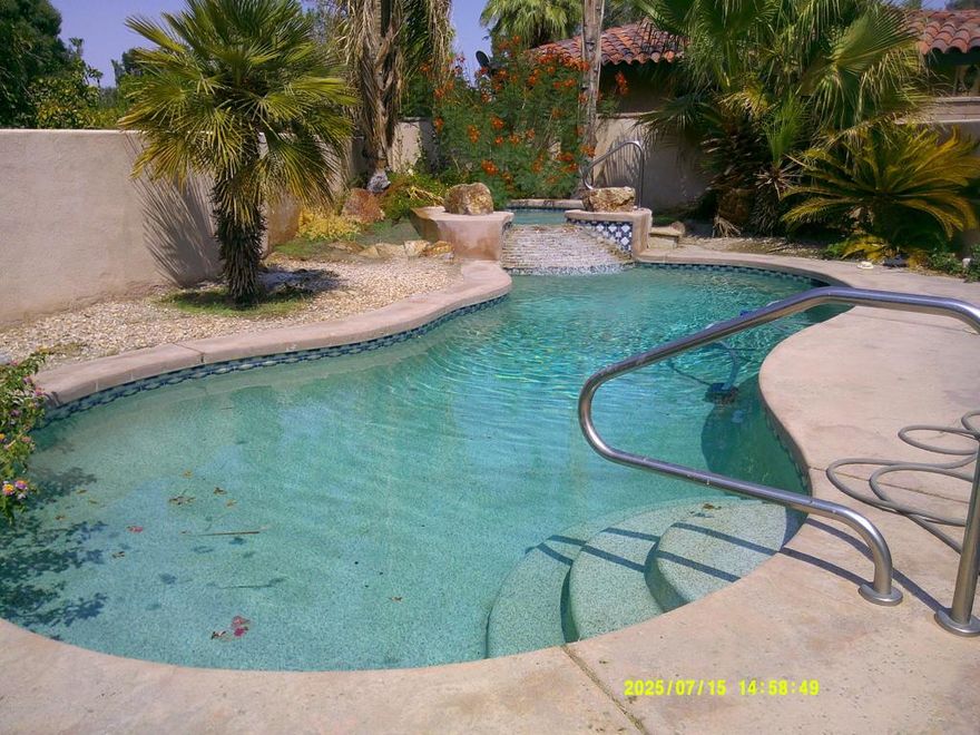 This is BERMUDA DUNES CC 's best buy: 4 bedroom, 3 baths, 3 car garage  Pool and waterfall spa -- all for an asking price of   $647,900. This home only needs a little tune up. Granite Center Island Kitchen with Cabinets Galore- breakfast nook, gas cooktop and EZ access to dining room.Outdoors is large gas BBQ at end of patio where your Pool Parties would be.  Inside the Primary bedroom boasts an oversized walk in closet and view and door to the pool area. Engineered wood flooring throughout most of the home. Positioned close to the Adams gate eliminates having to drive thru the whole country club to get to the main outside streets. Bermuda Dunes CC has one of the best Golf Deals in the Valley - Check out the available deals with  Membership    760/345-The Clubhouse has recently been redone  and has beautiful Views over the course and Great Food. All offers must be submitted by the Buyer's Agent using the online offer management system. Access the system via the link below. Submit Offer Link: http://www.spsreo.com/?c=DRN2. A technology fee will apply to the buyer's broker upon consummation of a sale.