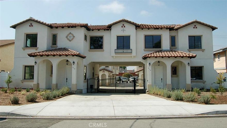Now Available for Lease! Welcome to this stunning, newly built 3-story end-unit townhome located in an exclusive gated complex of just 6 homes in desirable Monrovia. Designed in a charming Mediterranean style, these units are located in an attractive complex offering enhanced privacy, gated and in a prime location, close to shops, dining, and transportation. The entry level features a welcoming foyer, a versatile den—perfect for a home office or guest room—a full bathroom, and direct access to a private patio, ideal for outdoor relaxation. On the second level, enjoy a spacious and light-filled living room with designer plank flooring, recessed lighting, and multiple windows. The contemporary kitchen is a chef’s dream, showcasing sleek quartz countertops, crisp white cabinetry, and state-of-the-art stainless steel appliances. This level also includes a bedroom with en-suite bath and an additional half bathroom for guests. The third level features two more generous bedrooms and a stylish full bath with a double sink vanity. Don’t miss your opportunity to lease this beautiful and thoughtfully designed home.