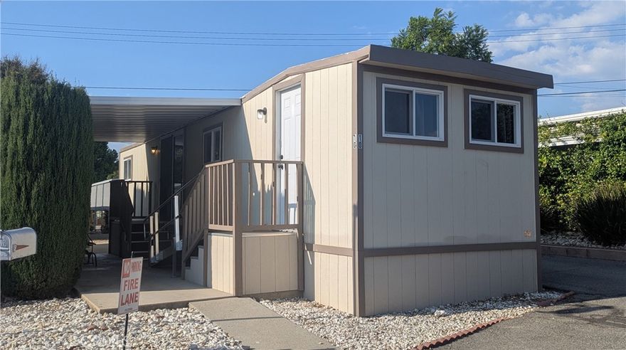 **LAUNDRY HOOKUPS ADDED** Simple senior (55+) living at it's finest! Located in the Park Terrace senior mobile home park, this beautifully remodeled 1 bed/ 1 bath single-wide hosts a variety of features and upgrades rarely found in homes of it's type! Remodel improvements completed just 1 year ago include new double-pane windows, recessed lighting, kitchen cabinets, counters, sink, and faucet, new switches and outlets, new range & hood, new vanity, toilet, and shower surround, freshly coated roof, fresh paint inside & out, new water heater, laminate wood flooring, and so much more! Additional nice-to-haves include a bonus room/ office, front door access ramp, patio cover, and storage shed. It's move-in ready for the buyer who's ready to move! Space rent is nice and low too, sitting at just $370.55/ mo! Call to schedule a showing today!