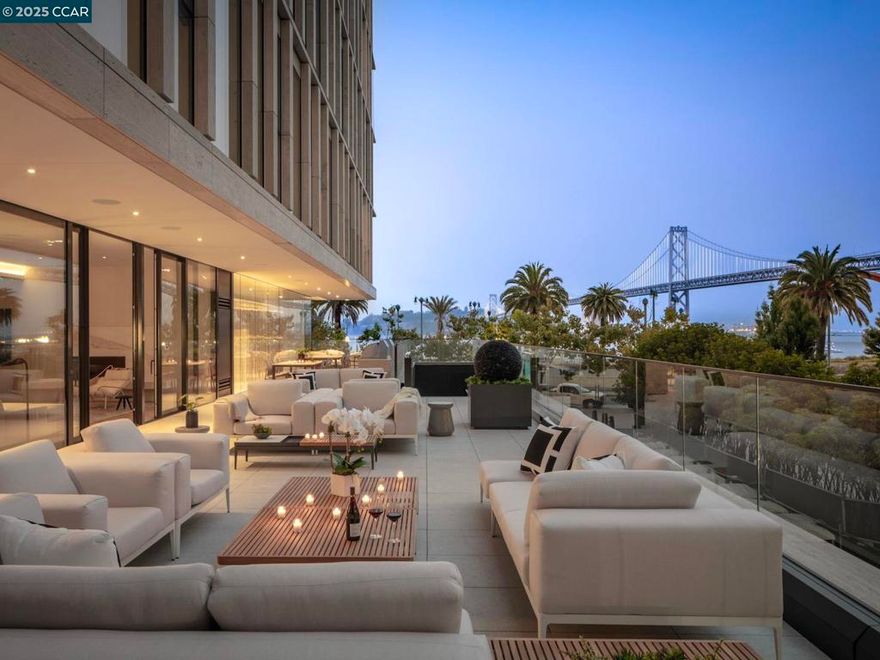 Effortless Luxury with Breathtaking Bay Views. Experience the pinnacle of luxury and convenience in one of the Bay Area’s most coveted residences. This stunning 2-bedroom, 2-bathroom home spans 1,370 sq. ft., featuring an open floor plan, floor-to-ceiling windows, and an expansive 392 sq. ft. private terrace with breathtaking San Francisco Bay views. Start your mornings with a sunrise over the water and unwind in the evenings in an elegant space designed for seamless entertaining.  World-Class Service & Amenities: Enjoy 24/7 concierge & front desk service, valet parking with EV charging & car detailing coordination, and exclusive resident perks like complimentary yoga, massages, and curated events. Resort-style amenities include a fitness center, private lounges, and outdoor entertainment spaces, ensuring an effortless lifestyle.  Prime Bay Area Location Perfectly positioned for city living and weekend getaways, with quick access to SFO & OAK airports, top dining, shopping, and escapes to Napa, Berkeley, Sausalito & Marin.  This is more than just a home—it’s a lifestyle of luxury, convenience, and community. Schedule your private showing today!