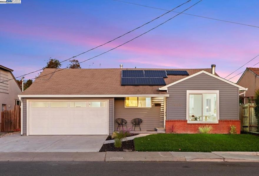 Opportunity to own a fully renovated home in the highly desirable Washington Manor neighborhood, near San Leandro’s top-rated elementary school (8/10 rating)! This beautiful home offers a modern open layout that seamlessly connects the spacious living room, dining area and kitchen — perfect for everyday living or entertaining guests. The kitchen features new cabinetry, quartz countertops and stainless steel appliances, complemented by new flooring, fresh interior and exterior paint and modern light fixtures throughout. Both bathrooms have been tastefully updated and the home offers generously sized bedrooms along with flexible space for a home office or creative corner. Step outside to a peaceful backyard to unwind or host weekend gatherings. Energy-efficient solar panels add even more value, helping you enjoy comfort and savings year-round. Set in a prime location near Madison Elementary, this home offers unbeatable neighborhood convenience. Enjoy being just minutes from the San Leandro Marina with its dog park, golf course and walking trails as well as nearby shopping and dining options. Commuters will appreciate easy access to I-880 and I-238 for a quick connection across the Bay. Combining modern comfort, location and lifestyle, this Washington Manor gem is ready to move in!