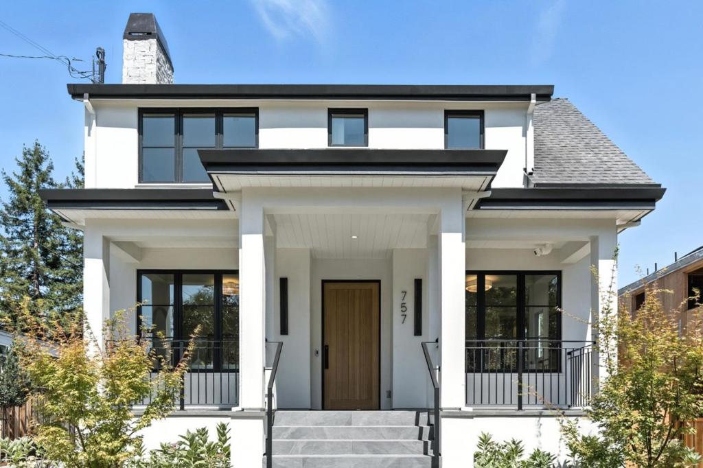 Just completed this 3-level modern farmhouse showcases exceptional quality and design. European white oak floors, custom interior doors and white oak cabinets, Grohe/Hansgrohe bath hardware, and Emtek hardware highlight the sophisticated craftsmanship. Beyond the formal living and dining rooms is a showstopping French-inspired great room kitchen with waterfall quartz island, Carrara marble mosaic backsplash, and all Thermador appliances. There are six bedrooms, including three upstairs, one on the main level and two on the lower level, and an elegant powder room with a sophisticated Carrara marble mosaic accent wall. The upper-level primary suite includes a spa-inspired bath and customized walk-in closet, and all three upstairs bedrooms have cathedral ceilings. Additional highlights include multi-zone air conditioning, a wine cellar, smart home wiring, built-in home audio system/speakers, Tesla wall-mounted charger, an illuminated long driveway, and a beautifully landscaped yard with level lawn, patio, and putting green. This premier location is just blocks from University Avenue shops and dining, Whole Foods, and two recreational Palo Alto parks, and provides access to top-rated Palo Alto schools.