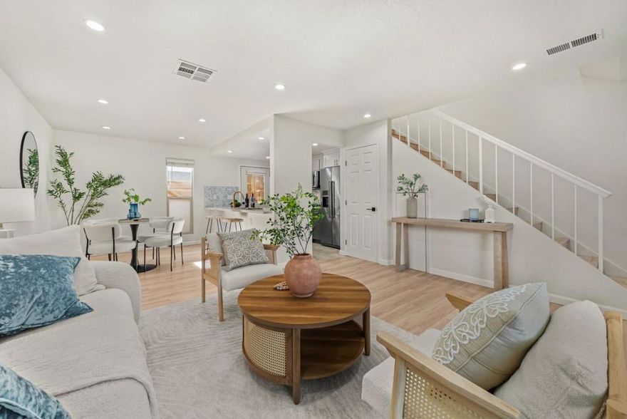 Beautifully Renovated Sunnyvale PUD  Feels Like a Single-Family Home! Extensively renovated by the owner in 2019, this charming PUD (with fee simple land ownership) offers the comfort and privacy of a single-family home in the heart of Sunnyvale. Featuring 2 bedrooms and 2.5 bathrooms, this light-filled home has no neighbors above or below and is thoughtfully updated throughout. The inviting fenced front patio provides the perfect space for outdoor dining or relaxing with friends. Inside, enjoy a completely remodeled kitchen with a raised ceiling, quartz countertops, custom cabinetry, and stainless steel appliances a true chefs dream. Additional updates within the past five years include a new bathroom, electrical subpanel, HVAC system, windows and doors, and fresh interior paint with modern recessed lighting throughout. The permitted second bathroom upstairs offers added comfort and convenience. The community features lush landscaping, a pool, spa, and clubhouse just steps away. Ideally located near Caltrain, downtown Sunnyvale, Costco, and top Silicon Valley employers including Nvidia, LinkedIn, Apple, and Google. Move-in ready and low-maintenance-- an incredible opportunity to own a beautifully updated Sunnyvale home!