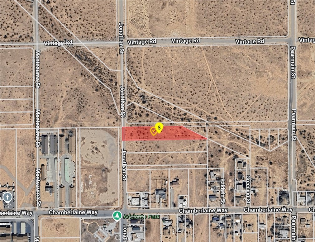 Unlock the potential of this expansive 1.3+ acre lot (approx. 57,456SF) nestled just north of Chamberlaine Way between Jonathan St and Pearmain St. Zoned for residential use, this parcel offers an excellent opportunity for developers, investors, or anyone looking to build their custom home in the heart of Adelanto. Conveniently located minutes from Adelanto Park, schools, and key roadways including Highway 395, this flat, usable land is ideal for a future build or land banking. Utilities are nearby, and surrounding growth signals long-term upside. Whether you're planning to build now or invest for later, this is one of the most attractively located parcels in the area!