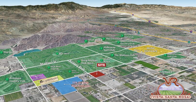 ■ Prime development opportunity in neighborhood of exclusive country club & equestrian estates■ Gateway Village, a neighborhood community center featuring 70 Cottages, 172 apartments, gas station, & convenience store, approved just south of site■ Breathtaking views of the Santa Rosa Mountains■ Across from world renowned PGA West and The Palms Golf Club■ In the sphere of influence of the City of La Quinta