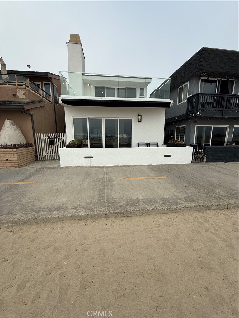 Yearly oceanfront rental with amazing ocean views. Best boardwalk location, close to everything. Enjoy the upstairs unit of this recently renovated beachfront duplex. Three bedrooms, including one with a third-level loft, await in the upper unit, which showcases two luxurious baths, vaulted ceilings, and a large resurfaced ocean-front deck with a glass railing. Peninsula bar opens to the dining room from the kitchen with custom wood cabinets and stainless appliances, and the living room displays a fireplace. Upgraded dual-pane windows and sliding glass doors. Shared washer and dryer are located in the garage. One covered parking space is included.