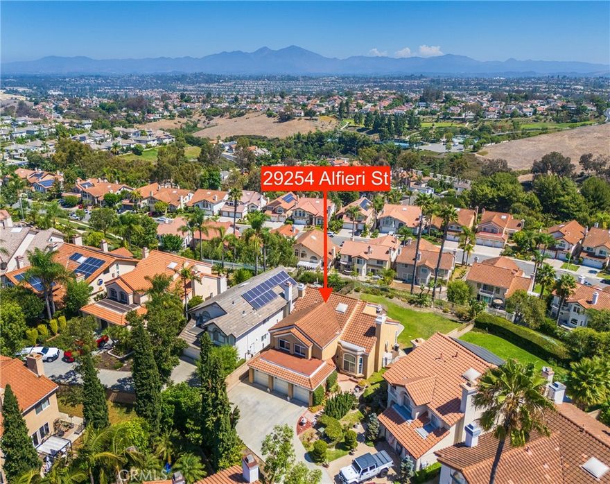 Welcome to 29254 Alfieri Street – A Private View-Filled Retreat in Laguna Crest Estates!

Tucked away on a quiet cul-de-sac, this exceptional 4-bedroom, 3-bathroom home offers the perfect blend of privacy, space, and panoramic views. The oversized 3-car garage and expansive driveway provide rare flexibility—ideal boats, or hosting guests with ease. Step through elegant double doors into a light-filled interior where comfort meets sophistication. Downstairs features a full bedroom and bath, perfect for guests or multi-generational living. The formal living room, anchored by a cozy fireplace, flows into a dramatic dining area with direct access to the backyard oasis—where unobstructed vistas stretch endlessly. The chef’s kitchen is a true centerpiece, boasting generous counter space, a central island, and captivating views that make every meal preparation a pleasure. It opens seamlessly to the family room, complete with a second fireplace and sliding doors that invite indoor-outdoor living. Upstairs, the primary suite is a sanctuary of its own, featuring a spa-inspired ensuite with dual vanities, a jacuzzi tub, separate shower, walk-in closet, and a private balcony where you can sip morning coffee or unwind under the stars.

On the opposite end of the upper level, you'll find two additional spacious bedrooms and a large, shared bathroom—perfect for family, guests, or a home office setup. Each room is thoughtfully designed to maximize comfort and natural light, offering peaceful retreats with plenty of storage.

Outside, the backyard is a tranquil escape with lush landscaping, room to entertain, and the kind of views that make you pause and breathe it all in. Whether you're hosting sunset dinners, watching the city lights twinkle, or simply enjoying the quiet, this home offers a lifestyle that’s both elevated and effortless.
